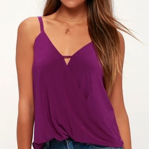 EUC Lulu's loops-y daisy Magenta Pink Wrap tank Top Shirt Blouse